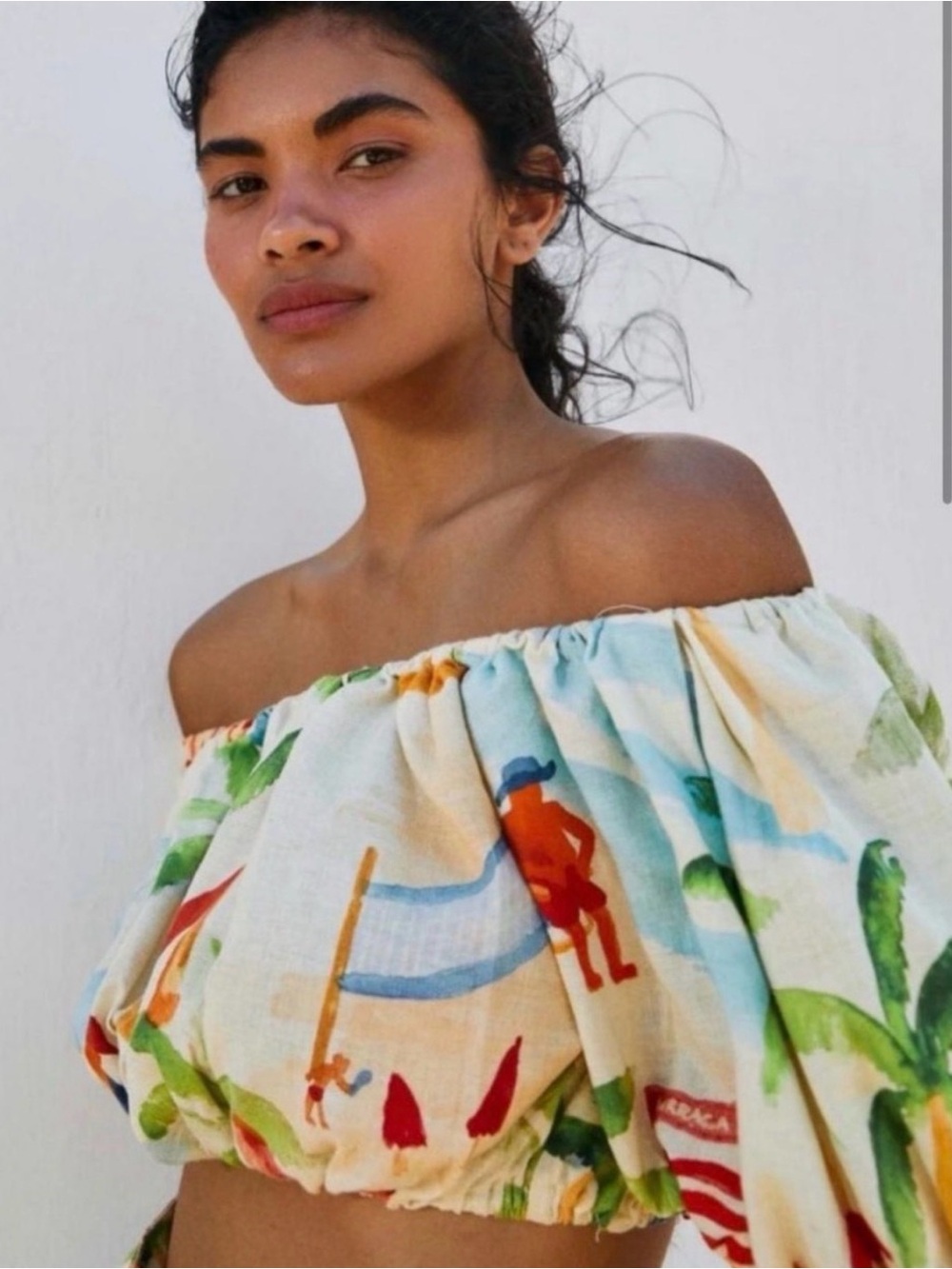 Farm Rio Copacabana Off-Shoulder Crop Top